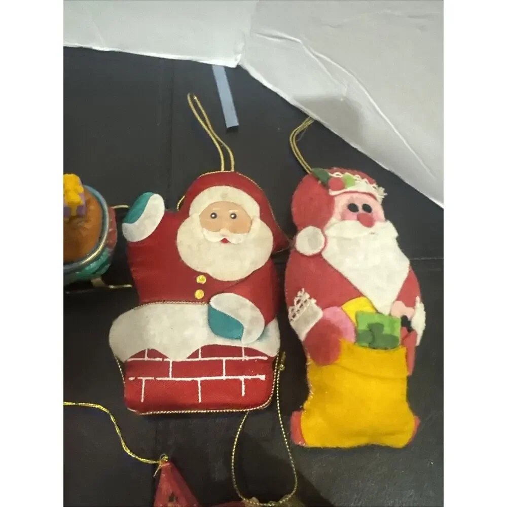 Vintage Christmas Ornament Lot Santa Glass Felt Ceramic Handmade 13 Pieces